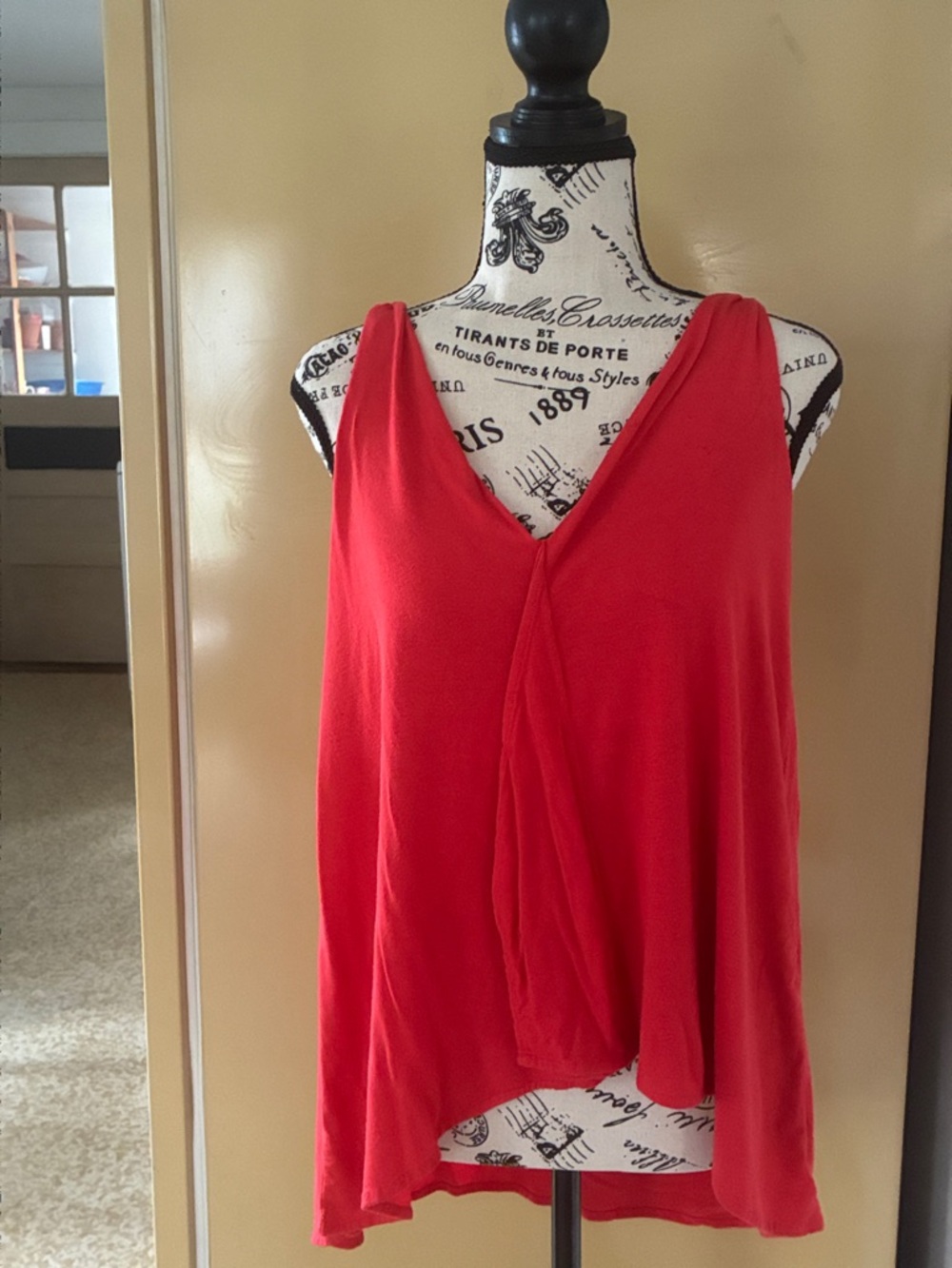 Old Navy Bright Red V-Neck Draped Tank